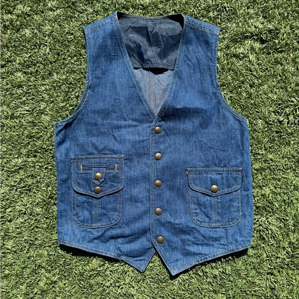 Vintage Lee Denim Vest with Brass Buttons